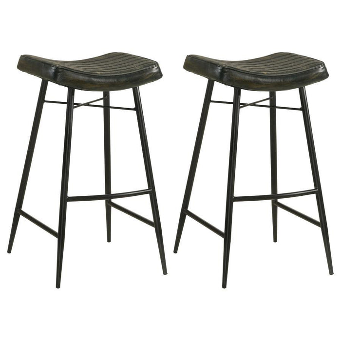 Bayu - Leather Upholstered Saddle Seat Backless Bar Stool (Set of 2) - Premium Stool Sets from Coaster Fine Furniture - Just $429! Shop now at Furniture Wholesale Plus  We are the best furniture store in Nashville, Hendersonville, Goodlettsville, Madison, Antioch, Mount Juliet, Lebanon, Gallatin, Springfield, Murfreesboro, Franklin, Brentwood