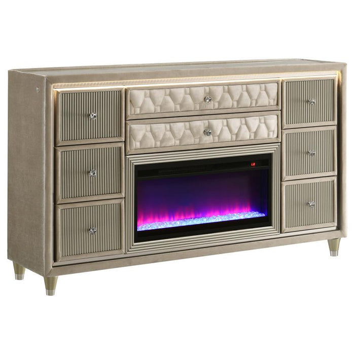Lorient - 8-Drawer LED Bedroom Flame Box Dresser – Dressers by Coaster Fine Furniture at Furniture Wholesale Plus , Nashville furniture store
