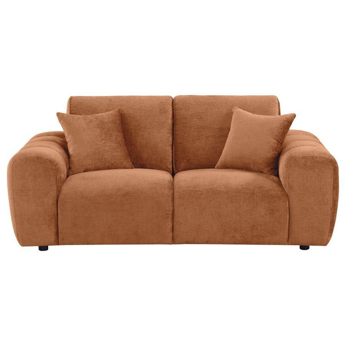 Burnett - Chenille Upholstered Wide Arm Loveseat – Stationary Loveseats by Coaster Fine Furniture at Furniture Wholesale Plus , Nashville furniture store