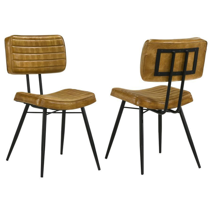 Misty - Leather Upholstered Dining Side Chair (Set of 2) - Camel - Premium Chair Sets from CoasterEssence - Just $499! Shop now at Furniture Wholesale Plus  We are the best furniture store in Nashville, Hendersonville, Goodlettsville, Madison, Antioch, Mount Juliet, Lebanon, Gallatin, Springfield, Murfreesboro, Franklin, Brentwood