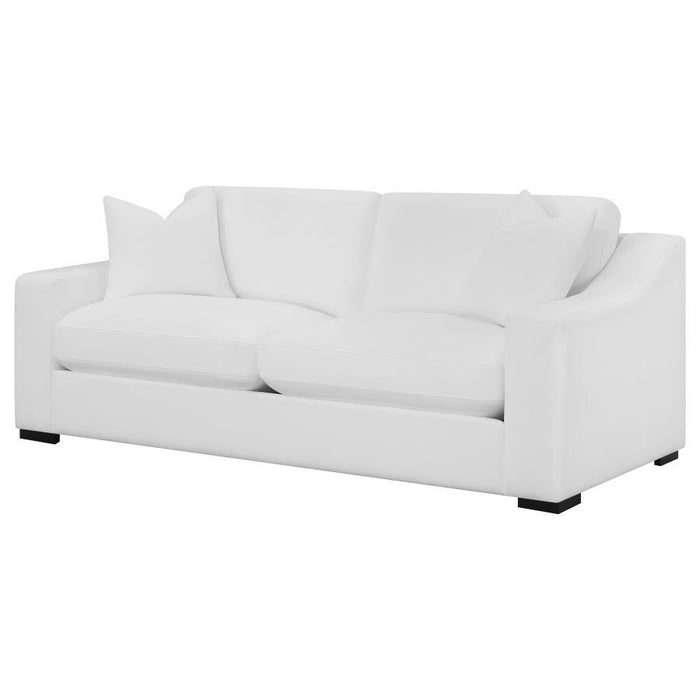 Ashlyn - Upholstered Sloped Arm Sofa - White – Stationary Sofas by CoasterElevations at Furniture Wholesale Plus , Nashville furniture store