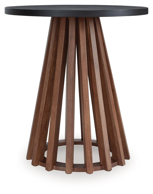 Kallari - Round End Table - Warm Brown / Black – End Tables by Signature Design by Ashley® at Furniture Wholesale Plus , Nashville furniture store