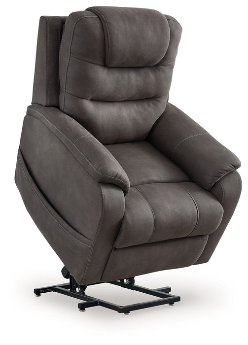 Snowfield - Power Lift Recliner - Gunmetal – Lift Chairs by Signature Design by Ashley® at Furniture Wholesale Plus , Nashville furniture store