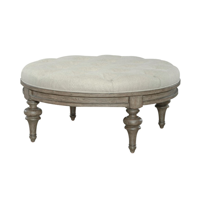 Americana Farmhouse - Round Cocktail Ottoman - Dusty Taupe – Coffee Table Ottomans by Liberty Furniture at Furniture Wholesale Plus , Nashville furniture store