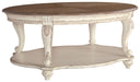 Realyn - Oval Cocktail Table - White / Brown – Cocktail Tables by Signature Design by Ashley® at Furniture Wholesale Plus , Nashville furniture store