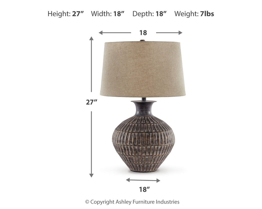 Magan - Metal Table Lamp  - Antique Bronze Finish – Table Lamps by Signature Design by Ashley® at Furniture Wholesale Plus , Nashville furniture store