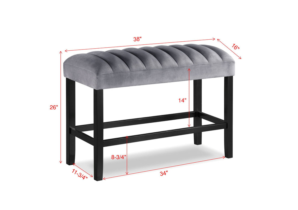 Pascal - Dining High Bench - Gray – Dining Benches by Crown Mark at Furniture Wholesale Plus , Nashville furniture store