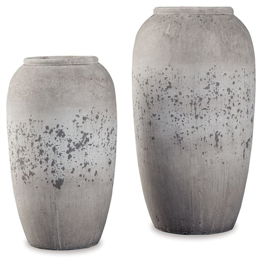 Dimitra - Vase Set (Set of 2) - Brown / Cream – Vases & Jars by Signature Design by Ashley® at Furniture Wholesale Plus , Nashville furniture store