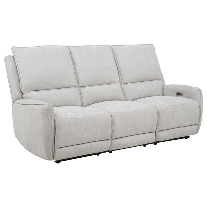 Sylmar - Chenille Upholstered Power Reclining Sofa - Dove Gray – Reclining Sofas by Coaster Fine Furniture at Furniture Wholesale Plus , Nashville furniture store