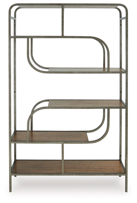 Jaddon - Bookcase - Brown / Antique Silver – Etageres by Signature Design by Ashley® at Furniture Wholesale Plus , Nashville furniture store