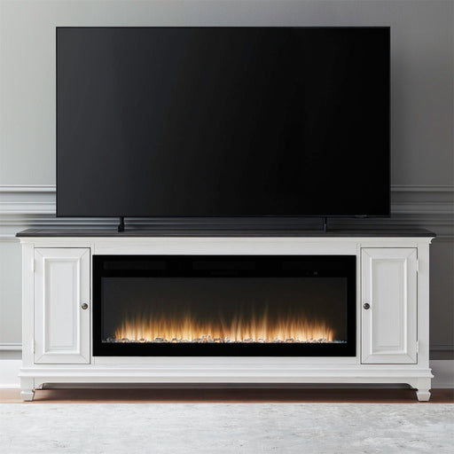 Fireplace TV Consoles - 417 80" Console With Fire FTS - White – Fireplace TV Stands by Liberty Furniture at Furniture Wholesale Plus , Nashville furniture store