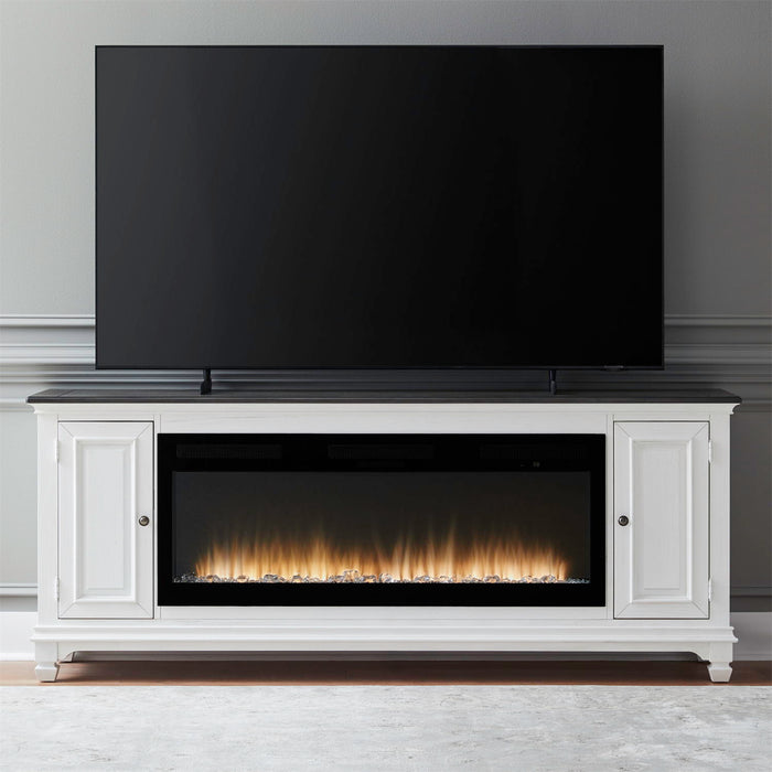 Fireplace TV Consoles - 417 80" Console With Fire FTS - White – Fireplace TV Stands by Liberty Furniture at Furniture Wholesale Plus , Nashville furniture store