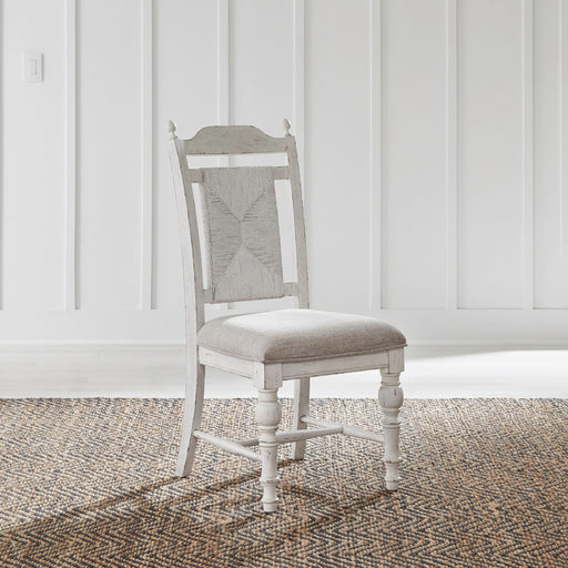 River Place - Panel Back Side Chair - Riverstone White & Tobacco – Side Chairs by Liberty Furniture at Furniture Wholesale Plus , Nashville furniture store