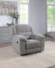 Gilson - Chenille Upholstered Reclining Glider Recliner - Gray – Glider Chairs by Coaster Fine Furniture at Furniture Wholesale Plus , Nashville furniture store