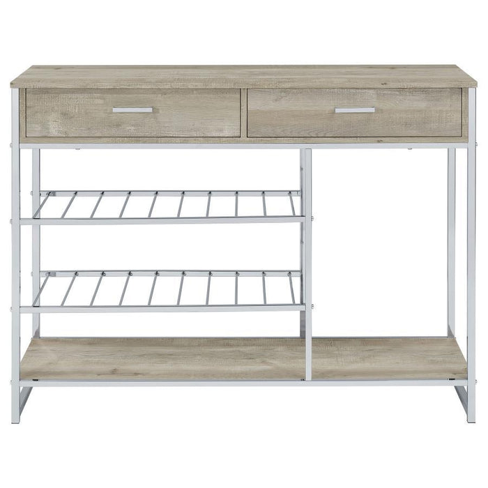 Melrose - 2-Drawer Home Bar Storage With Wine Rack Gray - Gray – Wine Cabinets by Coaster Fine Furniture at Furniture Wholesale Plus , Nashville furniture store