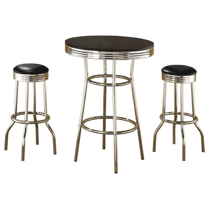 Retro - 3 Pieces Round 1950s Bistro Pub Bar Table Set - Premium 3 Piece Dining Room Sets from Coaster Fine Furniture - Just $409! Shop now at Furniture Wholesale Plus  We are the best furniture store in Nashville, Hendersonville, Goodlettsville, Madison, Antioch, Mount Juliet, Lebanon, Gallatin, Springfield, Murfreesboro, Franklin, Brentwood
