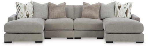 Aslan Court - 4-Piece Sofa Pit Sectional - Pebble – Stationary Sectionals by Benchcraft® at Furniture Wholesale Plus , Nashville furniture store