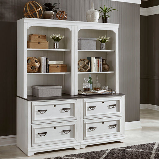 Allyson Park - 2 Piece Home Office Set - Wirebrushed White / Charcoal – 2 Piece Home Office Sets by Liberty Furniture at Furniture Wholesale Plus , Nashville furniture store