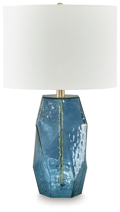 Tallow - Glass Table Lamp - Blue – Table Lamps by Signature Design by Ashley® at Furniture Wholesale Plus , Nashville furniture store