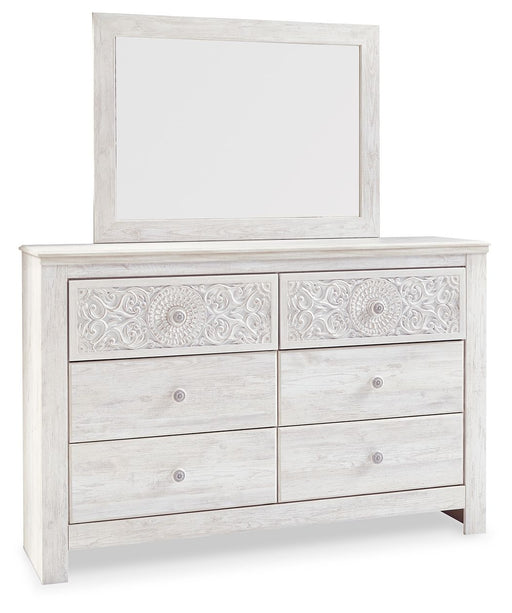 Paxberry - Dresser, Mirror - Medallion Drawer Pulls - Whitewash – Dresser & Mirror by Signature Design by Ashley® at Furniture Wholesale Plus , Nashville furniture store