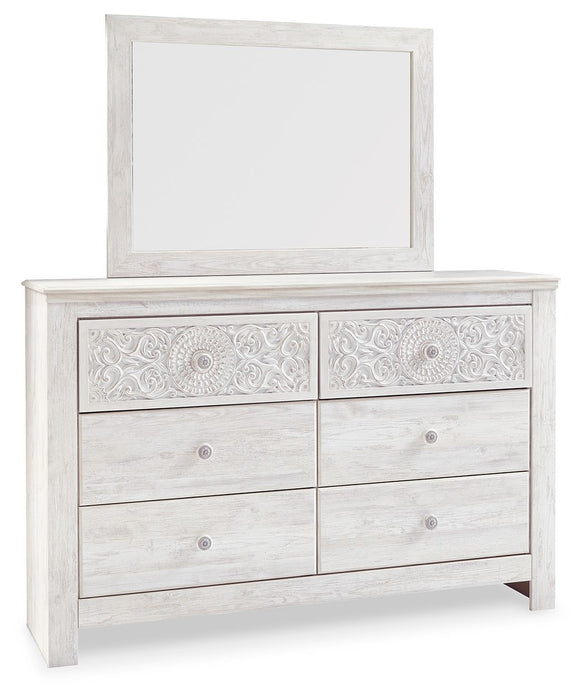 Paxberry - Dresser, Mirror - Medallion Drawer Pulls - Whitewash – Dresser & Mirror by Signature Design by Ashley® at Furniture Wholesale Plus , Nashville furniture store