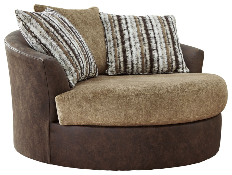 Alesbury - Chocolate - Oversized Swivel Accent Chair - Premium Swivel Chairs from Signature Design by Ashley® - Just $818! Shop now at Furniture Wholesale Plus  We are the best furniture store in Nashville, Hendersonville, Goodlettsville, Madison, Antioch, Mount Juliet, Lebanon, Gallatin, Springfield, Murfreesboro, Franklin, Brentwood