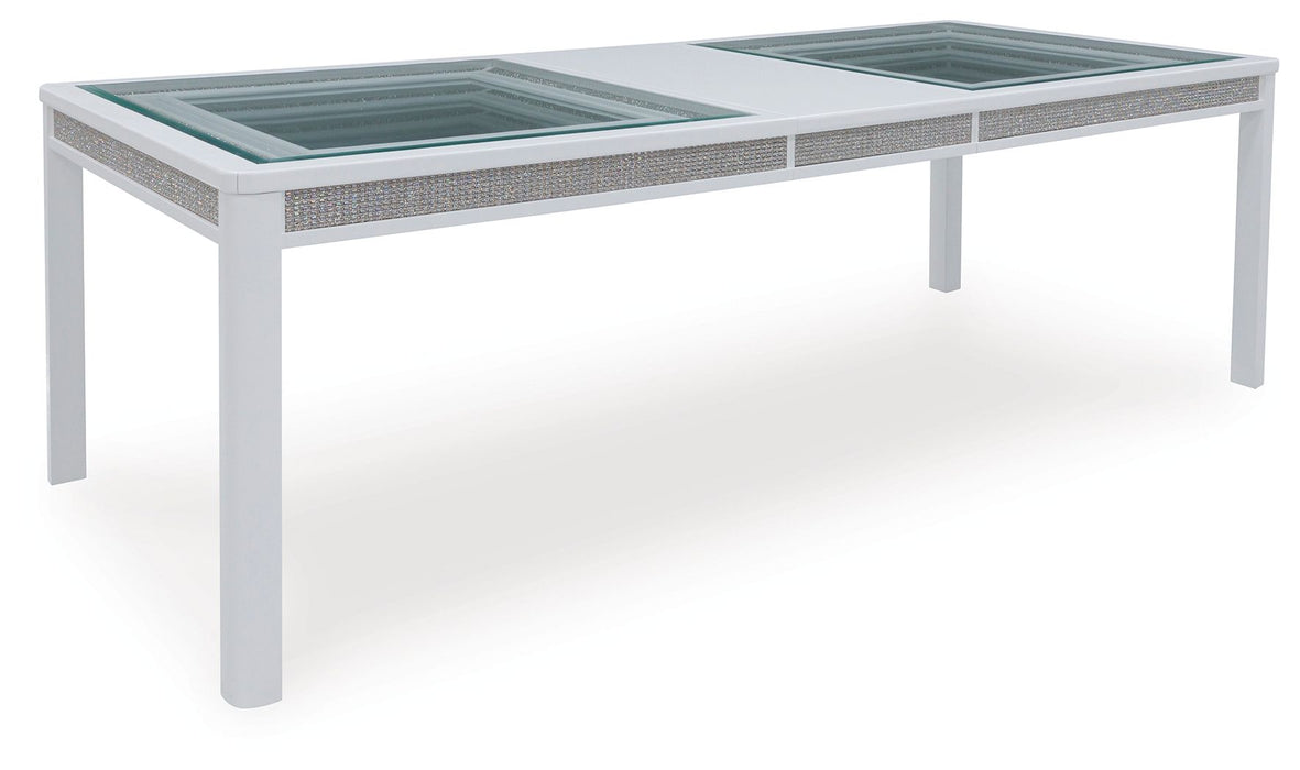 Chalanna - Rectangular Dining Room Extension Table - White – Dining Tables with Extensions by Signature Design by Ashley® at Furniture Wholesale Plus , Nashville furniture store