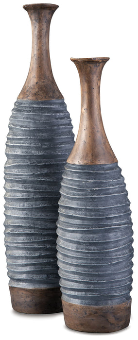 Blayze - Vase Set (Set of 2) - Antique Gray / Brown – Vases & Jars by Signature Design by Ashley® at Furniture Wholesale Plus , Nashville furniture store