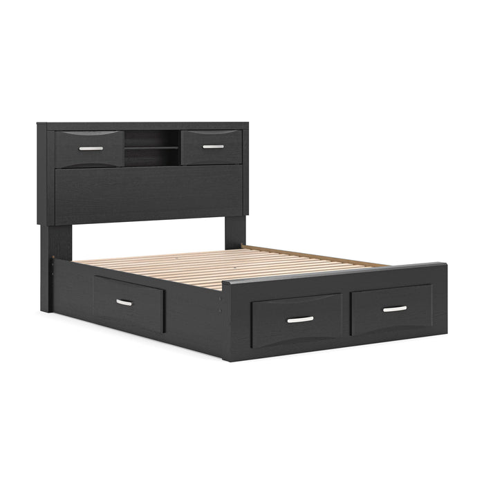 Stabotta - Queen Bookcase Bed With Storage Footboard And 2 Under Bed Storage Units - Black – Storage Beds by Signature Design by Ashley® at Furniture Wholesale Plus , Nashville furniture store