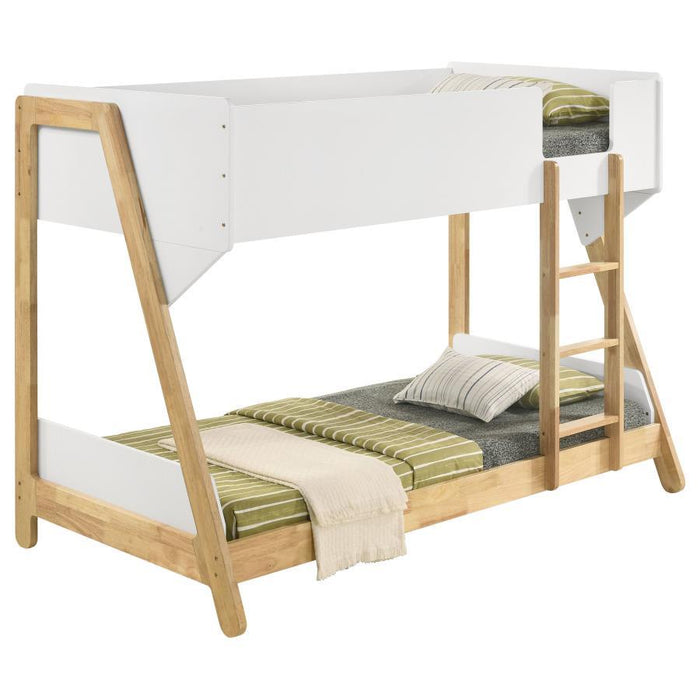 Wyatt - Wood Twin Over Twin Bunk Bed - White And Natural – Bunk Beds by Coaster Fine Furniture at Furniture Wholesale Plus , Nashville furniture store