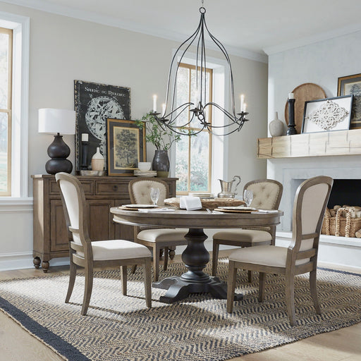 Americana Farmhouse - 5 Piece Pedestal Table Set - Dusty Taupe – 5 Piece Dining Room Sets by Liberty Furniture at Furniture Wholesale Plus , Nashville furniture store