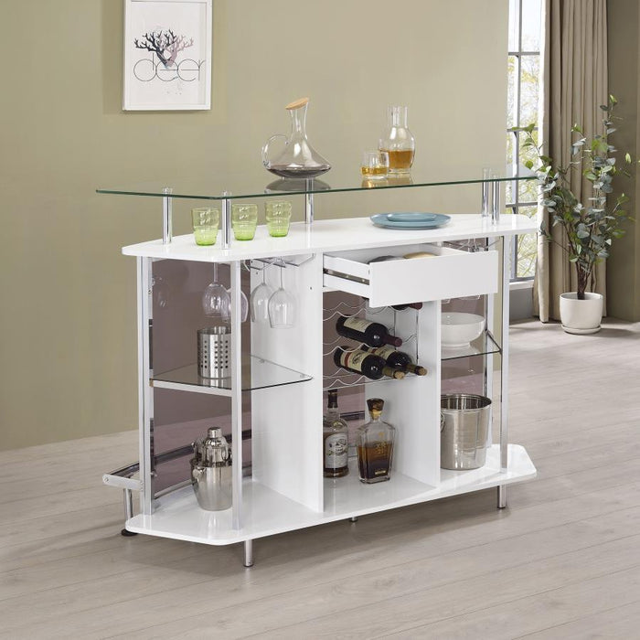 Gideon - Curved Glass Top Home Cabinet - Premium Home Bars from CoasterEssence - Just $659! Shop now at Furniture Wholesale Plus  We are the best furniture store in Nashville, Hendersonville, Goodlettsville, Madison, Antioch, Mount Juliet, Lebanon, Gallatin, Springfield, Murfreesboro, Franklin, Brentwood