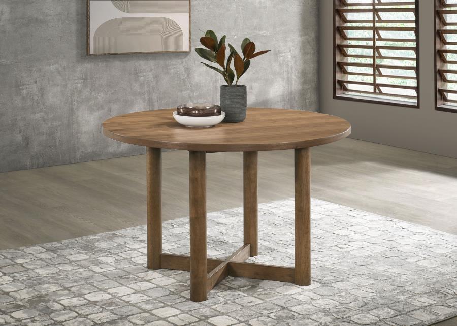 Crestmore - Round Wood Dining Table - Walnut – Dining Tables by Coaster Fine Furniture at Furniture Wholesale Plus , Nashville furniture store