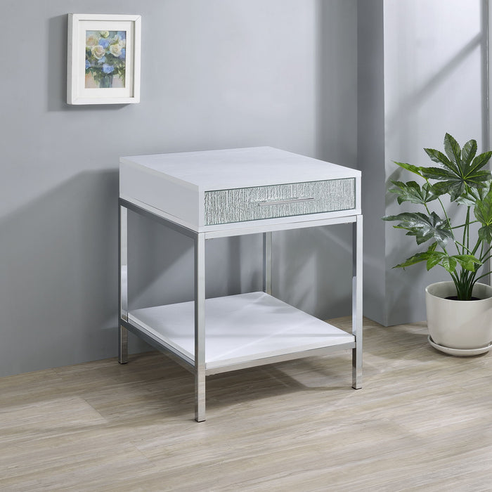 Mirage - Side Table - White – End Tables by Steve Silver Furniture at Furniture Wholesale Plus , Nashville furniture store