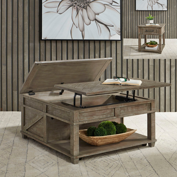 Parkland Falls - 3 Piece Table Set (1 Lift Top Cocktail Table 2 End Tables) - Weathered Taupe – Table Sets by Liberty Furniture at Furniture Wholesale Plus , Nashville furniture store