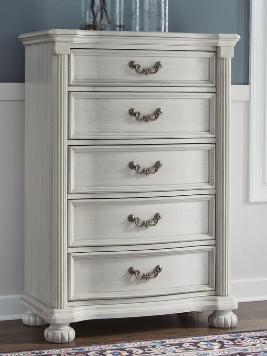 Montelaine - Five Drawer Chest - Antique White – Accent Chests by Benchcraft® at Furniture Wholesale Plus , Nashville furniture store