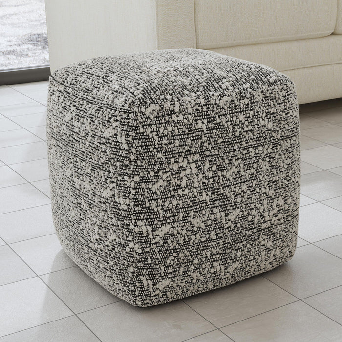 Nahara - Boucle Woven Square Pouf - Black – Accent Poufs by Steve Silver Furniture at Furniture Wholesale Plus , Nashville furniture store