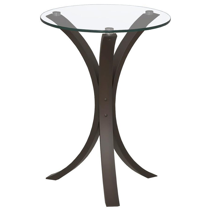 Edgar - Round Glass Top Accent Side Table - Cappuccino – Side Tables by CoasterEveryday at Furniture Wholesale Plus , Nashville furniture store
