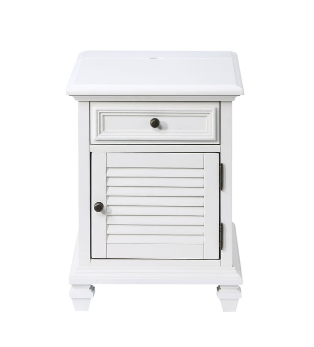 Charlestown - Storage End With USB - White – End Tables by Steve Silver Furniture at Furniture Wholesale Plus , Nashville furniture store