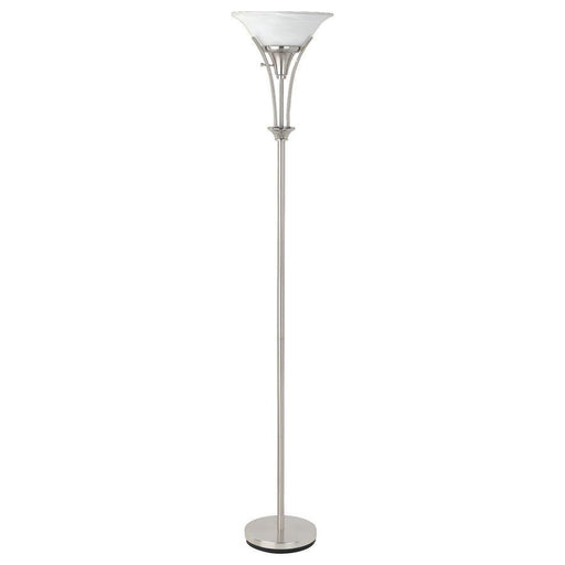 Archie - Frosted Torchiere Floor Lamp - Brushed Steel - Premium Floor Lamps from CoasterEveryday - Just $129! Shop now at Furniture Wholesale Plus  We are the best furniture store in Nashville, Hendersonville, Goodlettsville, Madison, Antioch, Mount Juliet, Lebanon, Gallatin, Springfield, Murfreesboro, Franklin, Brentwood