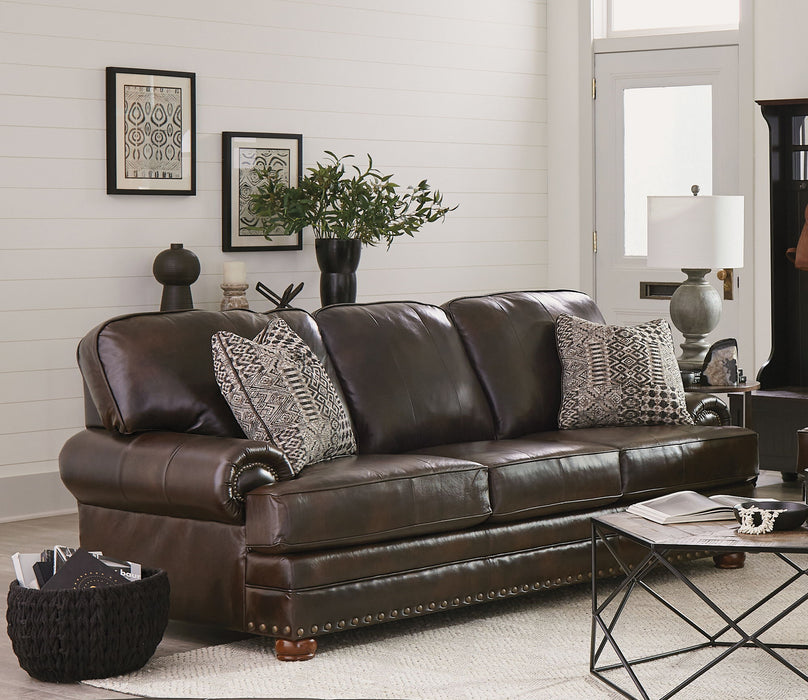 Roberto - Leather Sofa - Cocoa – Stationary Sofas by Jackson at Furniture Wholesale Plus , Nashville furniture store