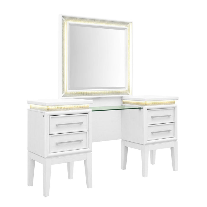 Reflections - Vanity Desk - Pearl White & Rhinestone – Vanity Desks by Liberty Furniture at Furniture Wholesale Plus , Nashville furniture store