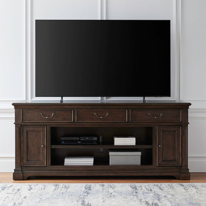 Fireplace TV Consoles - 84" Fireplace TV Console FTS - Brown – Fireplace TV Stands by Liberty Furniture at Furniture Wholesale Plus , Nashville furniture store