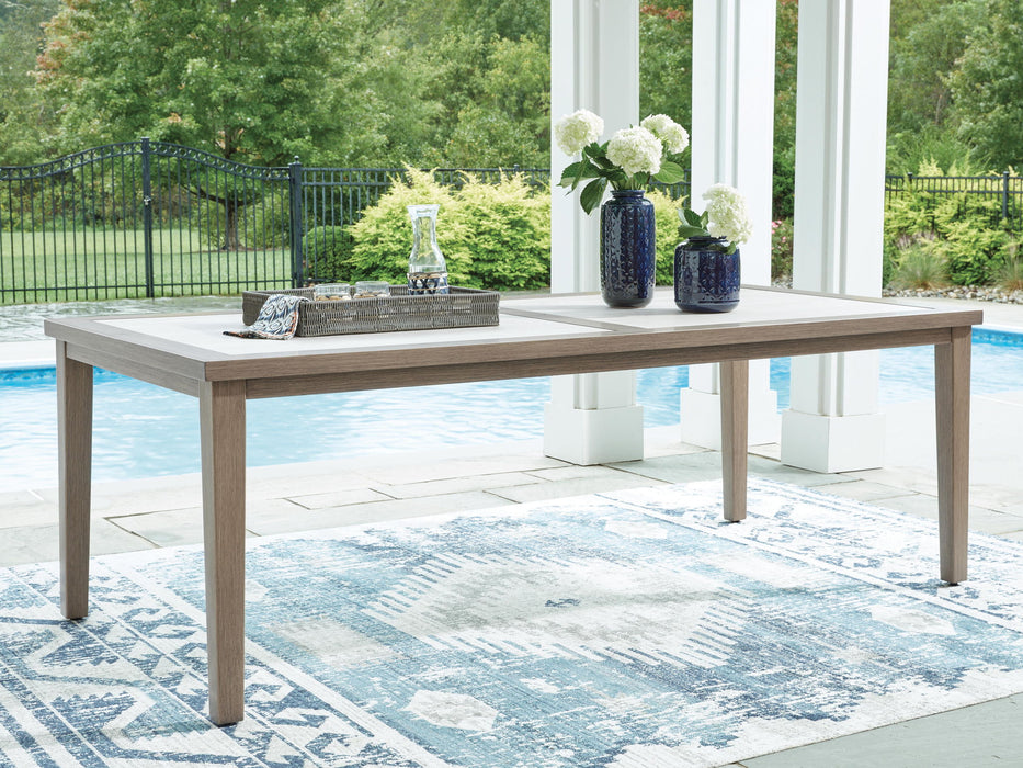 Rainier Ranch - Rectangle Dining Table With Umbrella Option - Brown / Beige – Dining Tables by Signature Design by Ashley® at Furniture Wholesale Plus , Nashville furniture store