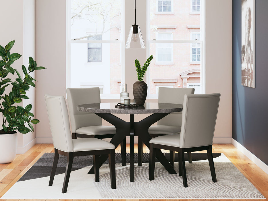 Glinari - 5 Pc. - Dining Room Table, 4 Side Chairs - Taupe / Black – 5 Piece Dining Room Sets by Signature Design by Ashley® at Furniture Wholesale Plus , Nashville furniture store