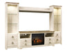 Willowton - Entertainment Center - TV Stand With Faux Firebrick Fireplace Insert - Whitewash – Entertainment Centers by Signature Design by Ashley® at Furniture Wholesale Plus , Nashville furniture store