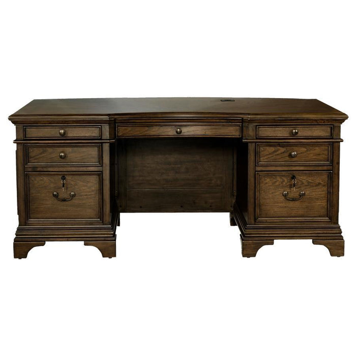 Hartshill - 7-Drawer Executive Desk - Burnished Oak – Writing Desks by CoasterElevations at Furniture Wholesale Plus , Nashville furniture store