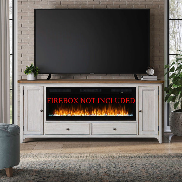 Fireplace TV Consoles - 80" Fireplace TV Console - Brown – Fireplace TV Stands by Liberty Furniture at Furniture Wholesale Plus , Nashville furniture store