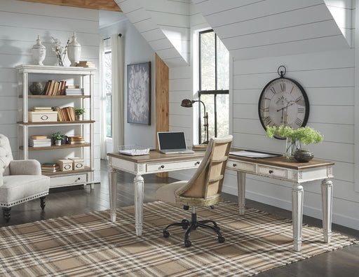Realyn - White / Brown - Home Office L Shaped Desk - Premium Computer Desks from Signature Design by Ashley® - Just $828! Shop now at Furniture Wholesale Plus  We are the best furniture store in Nashville, Hendersonville, Goodlettsville, Madison, Antioch, Mount Juliet, Lebanon, Gallatin, Springfield, Murfreesboro, Franklin, Brentwood