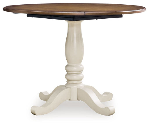 Wirloni - Round Dining Room Drop Leaf Table - Antique White / Brown – Dining Tables by Signature Design by Ashley® at Furniture Wholesale Plus , Nashville furniture store